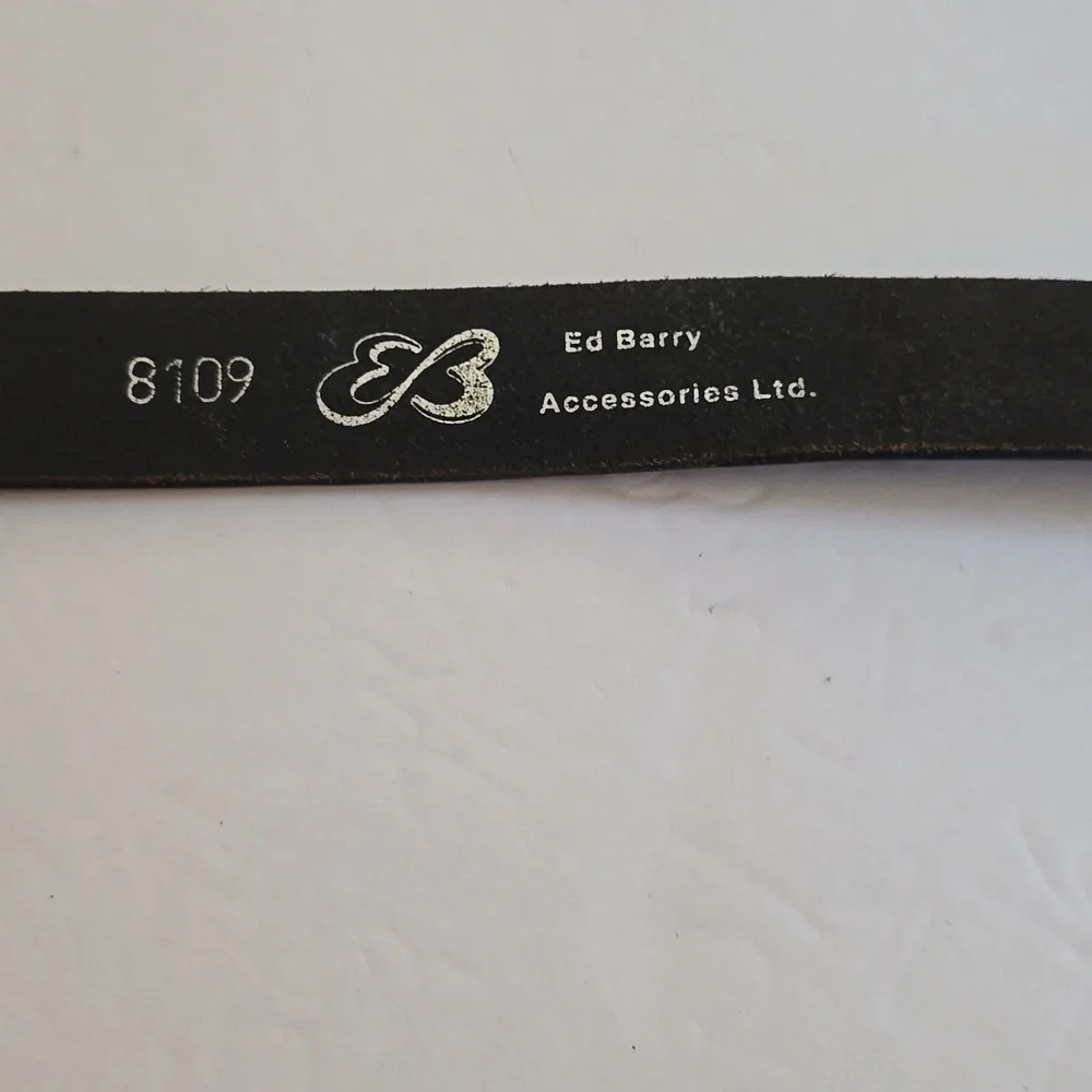 Ed Barry Mens Vintage Grayish Black Leather Belt with Silver tin buckle Sz.M/L